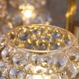 Mid-Century 6-light chandelier in Massive Brass - Iridescent Moulded Glass, Germany 1960s