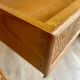 Cane work desk / Rattan glass top 9 drawers shallow depth