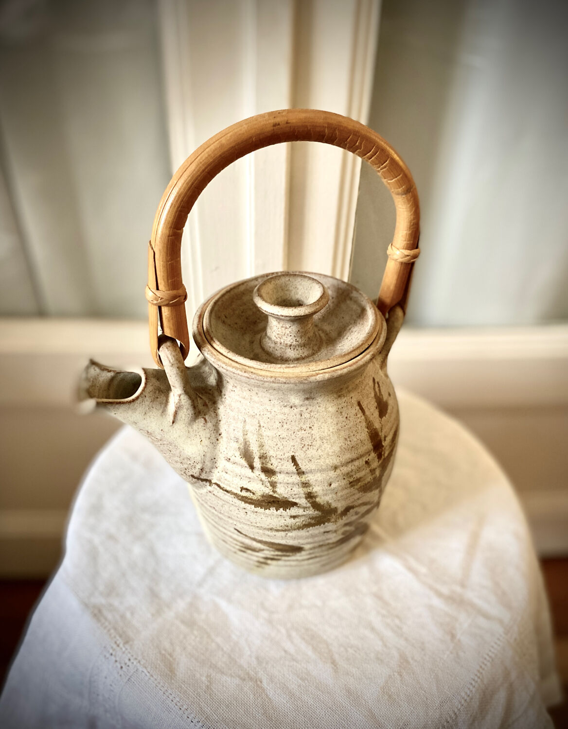 Teapot in vintage ceramic stoneware