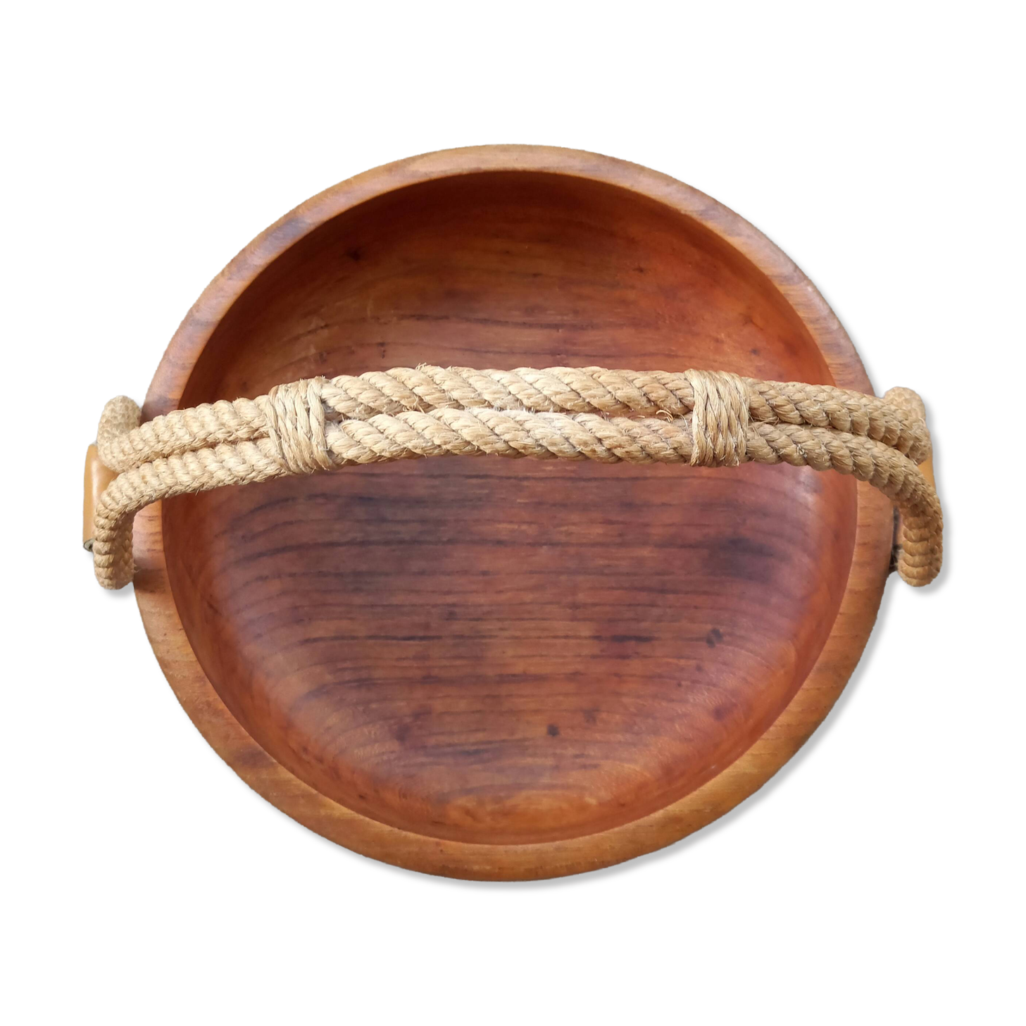 VINTAGE DESIGN WOODEN COUPE and ROPE attributed to Adrien Audoux