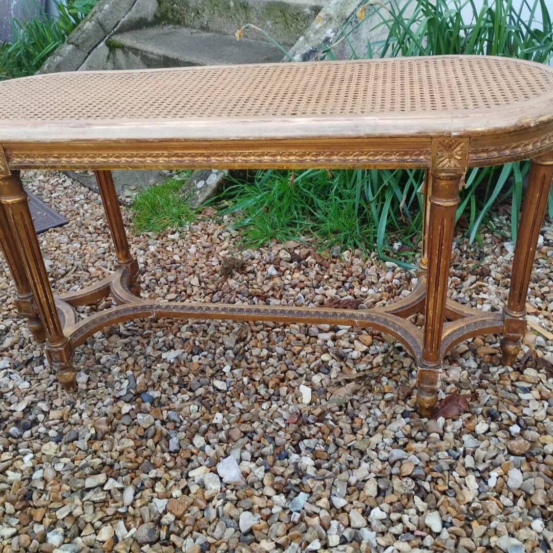 Louis XVI style gilded wood piano bench