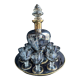Service à liqueur complet en cristal gris argenté et doré gravé