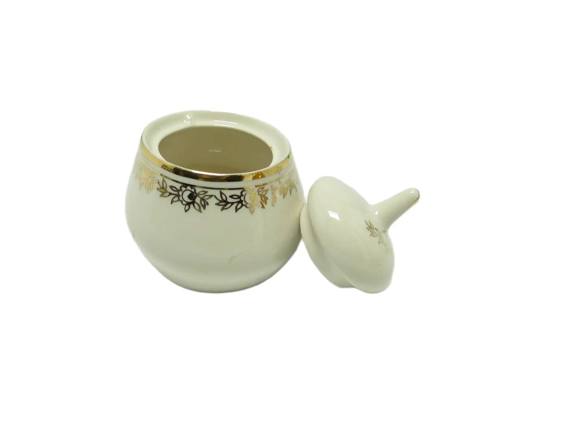 Ewa sugar bowl, modernism, ivory white porcelain, Poland, 1970s.