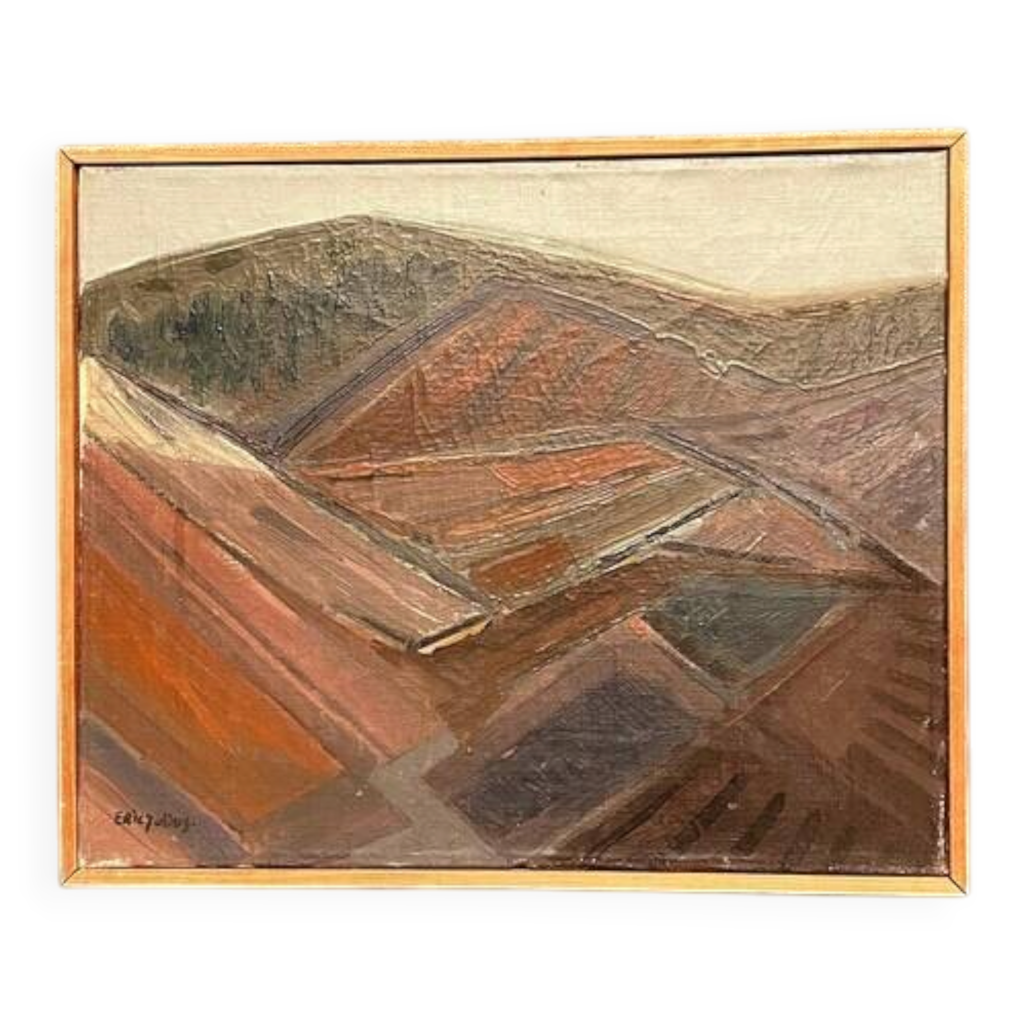 Original Swedish Oil on Canvas – “Glumslövs Backar” by Eric Julius – Signed – Vintage & Framed – 49 × 41 cm