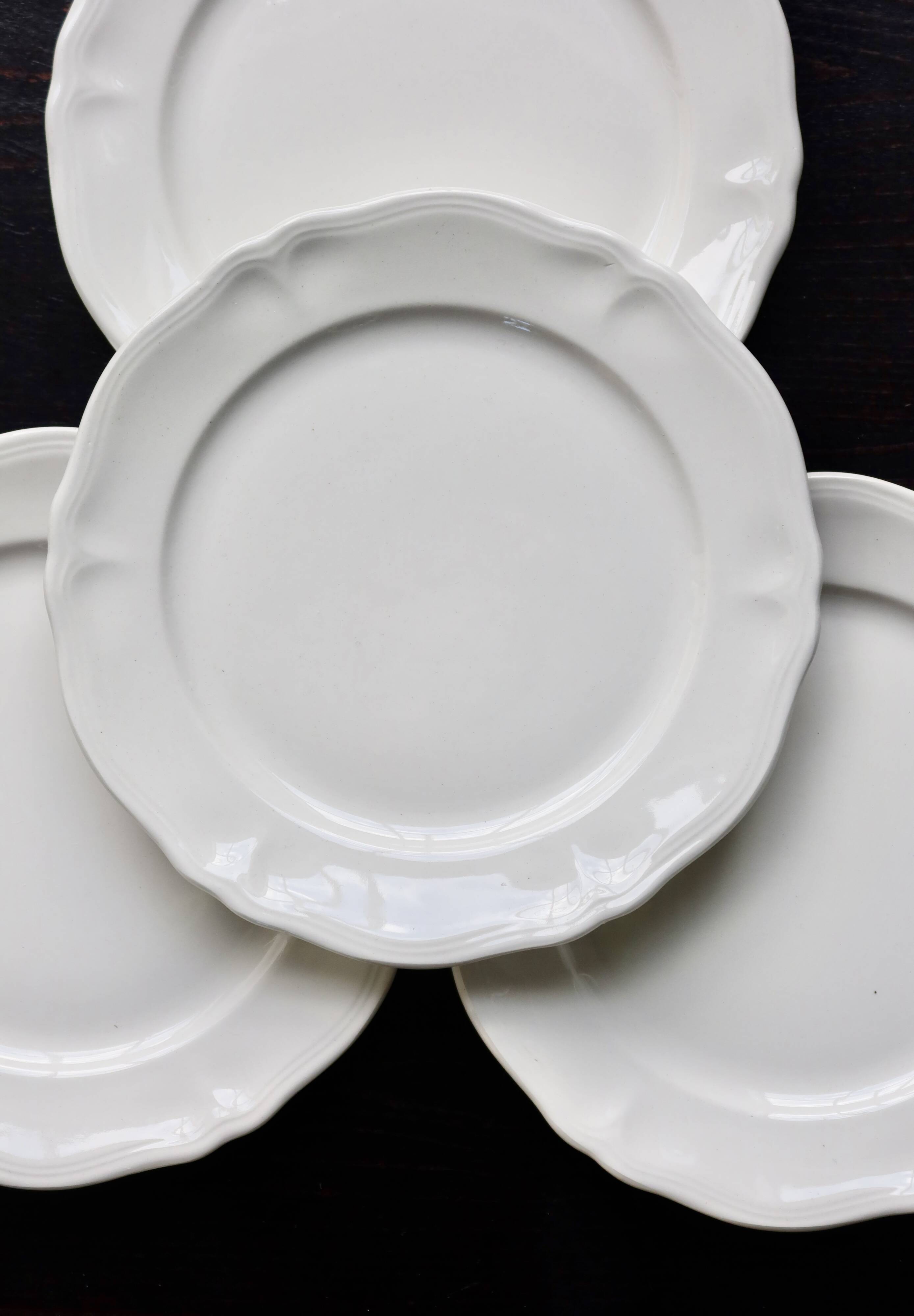 4 vintage dessert plates ivory earthenware Moulin des Loups - Marli song