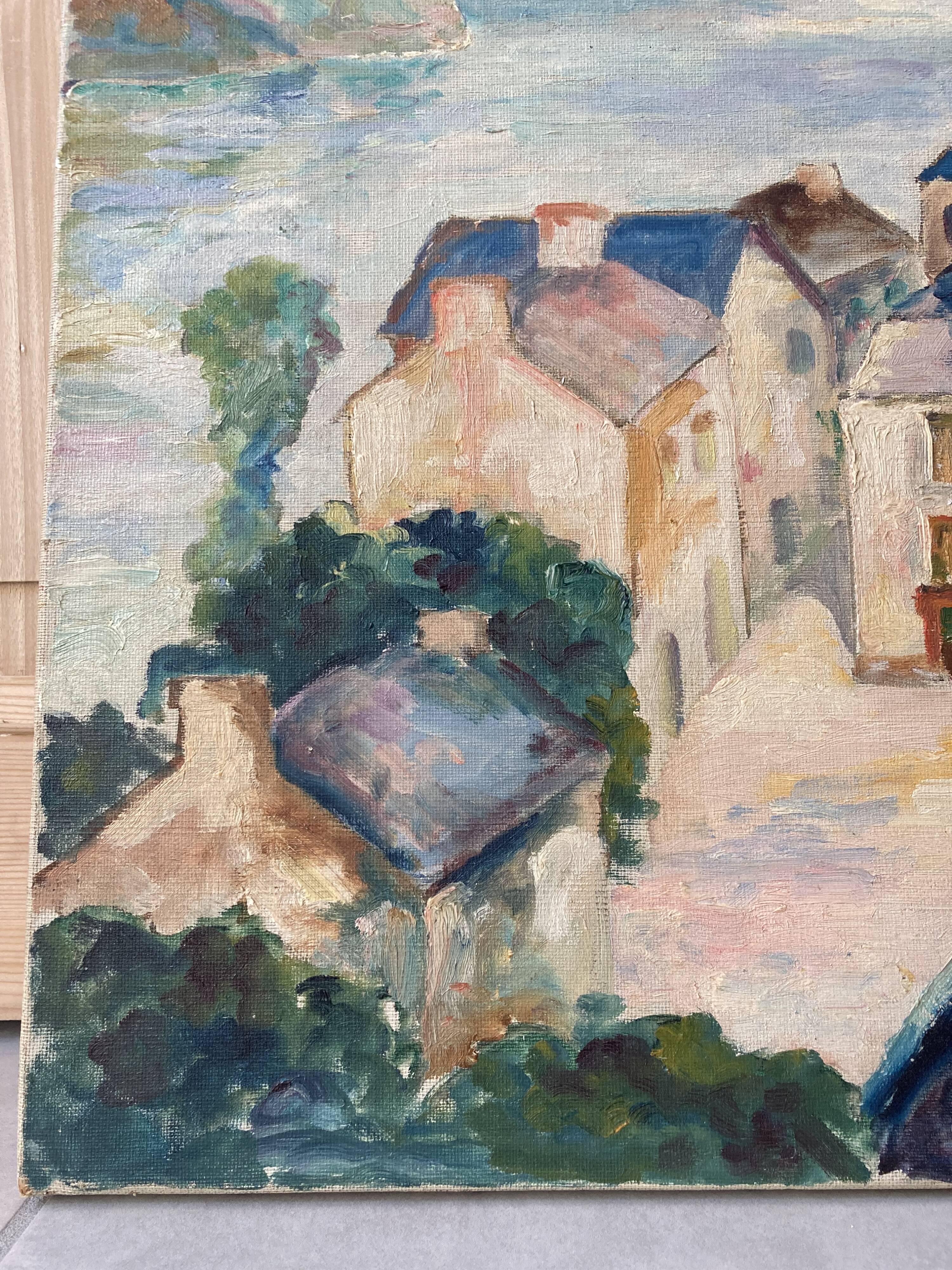 Oil on canvas Belle Ile en mer - Sauzon signed