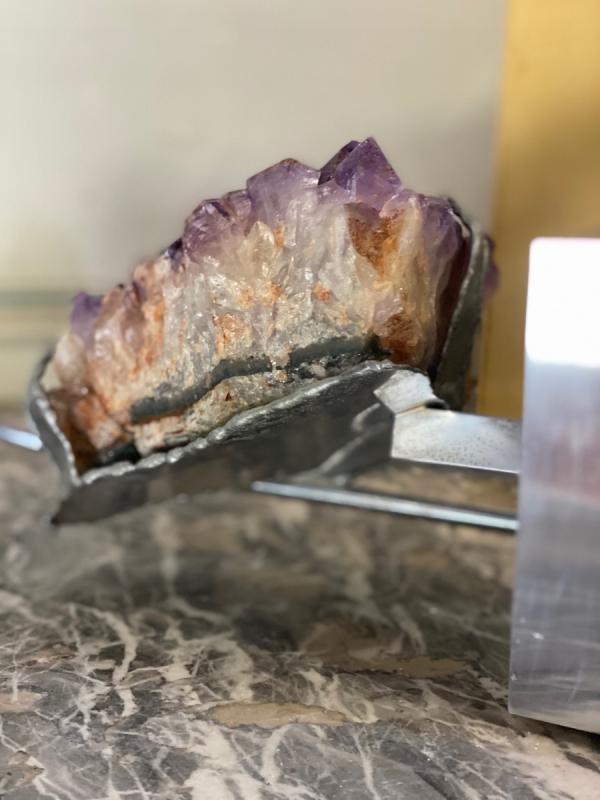 Lamp metal and amethyst circa 1980