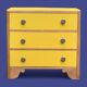 Commode art déco jaune poudré et bois brut