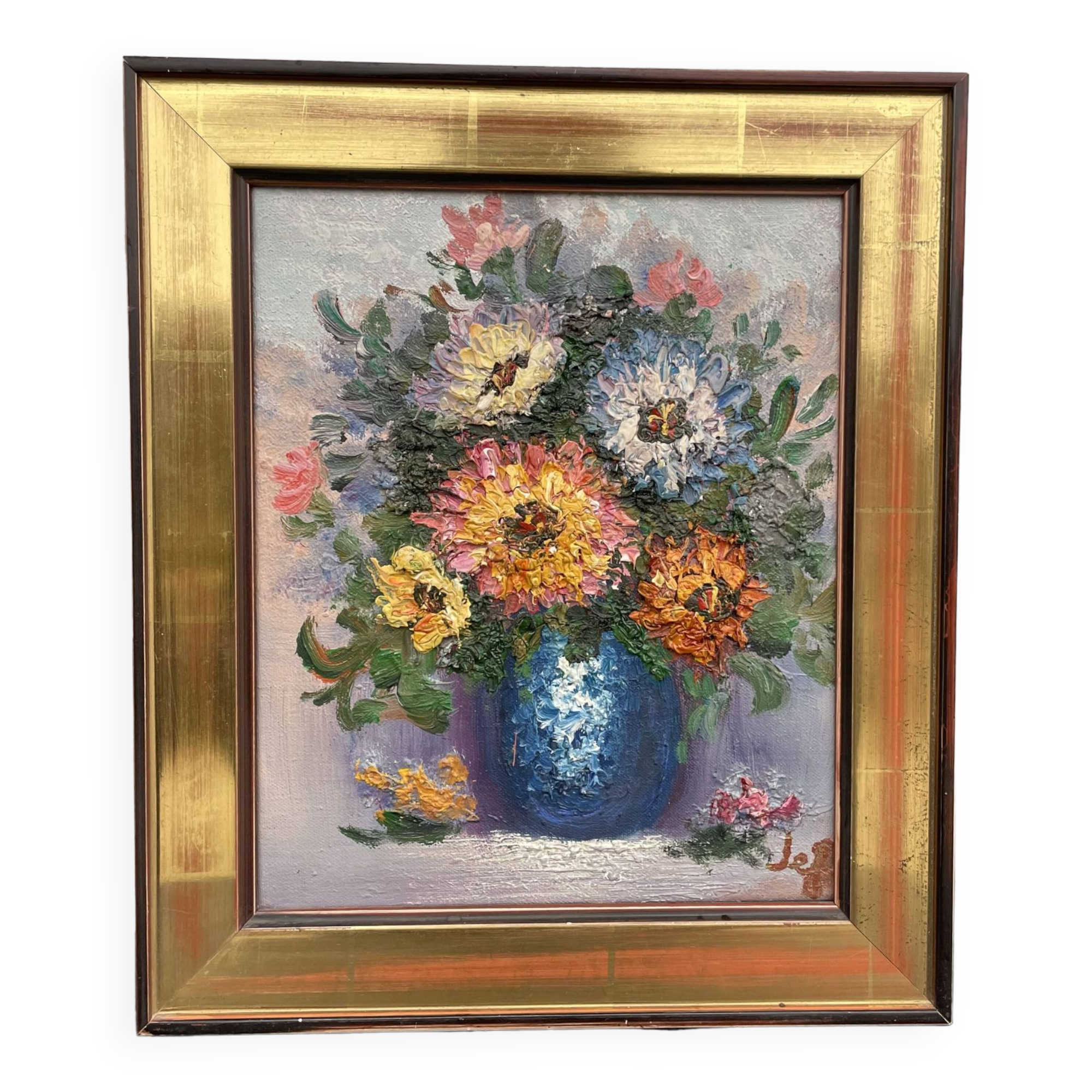 Old oil painting / Bouquet of flowers