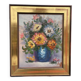 Peinture à l'huile ancienne / Bouquet de fleurs
