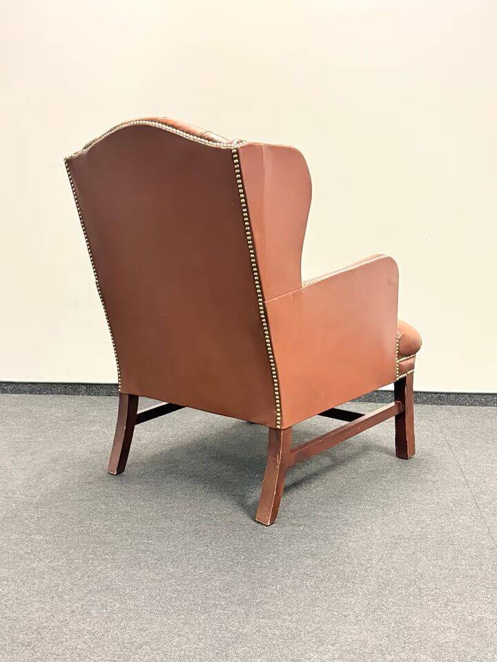 Original Brown Leather Chesterfield Armchair