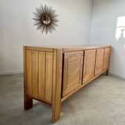 Large sideboard Regain in solid elm wood XXL 4 doors 70s