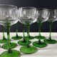Set of 12 Alsatian Roemer glasses with green stems.