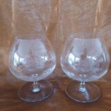 2 large glasses with cristal daum cognac (14cm)
