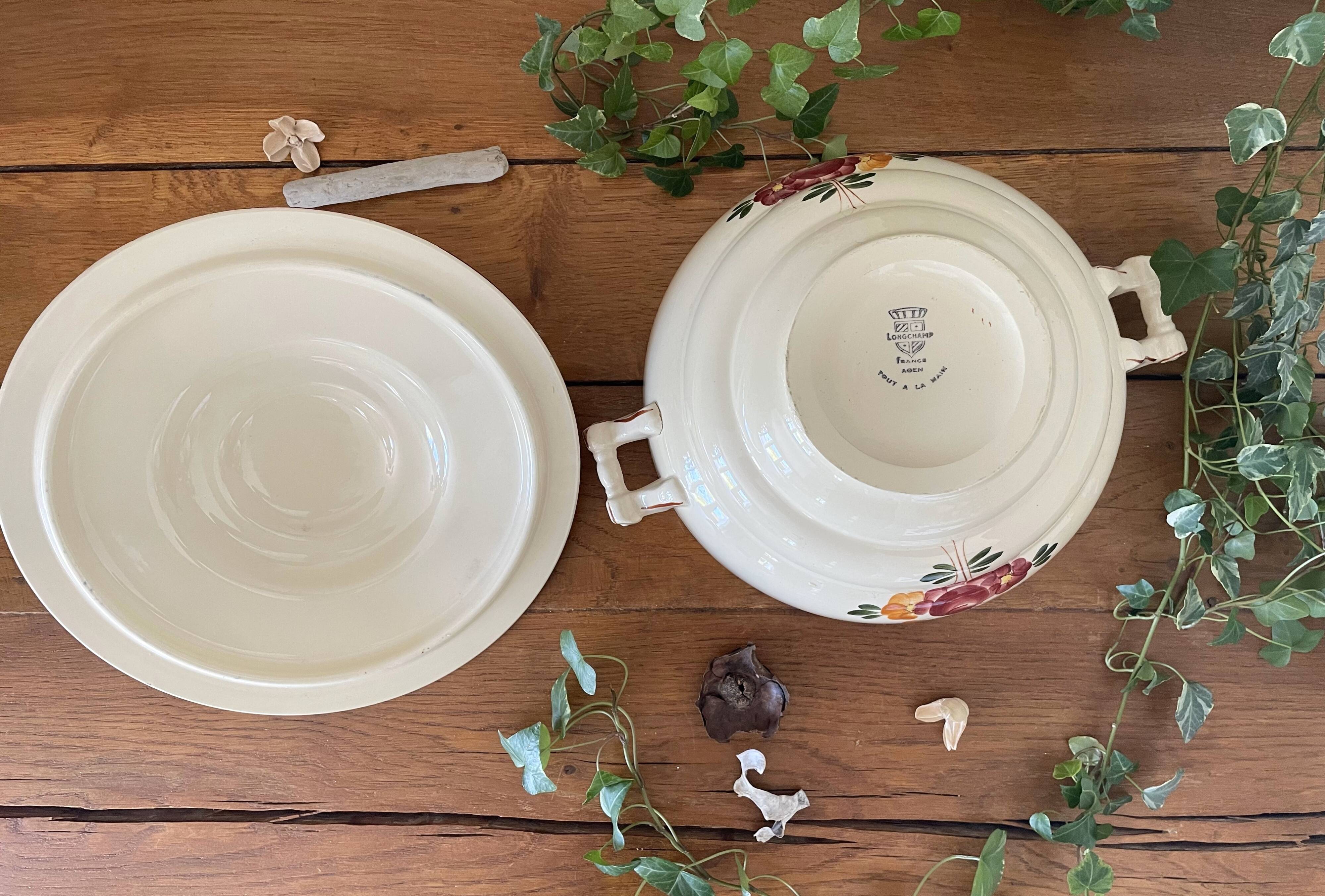 Antique Longchamp earthenware soup tureen