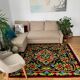 Floral transylvanian rug handwoven in romania, colorful flowers