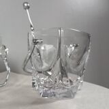 Duo of crystal ice buckets, silver metal, vintage