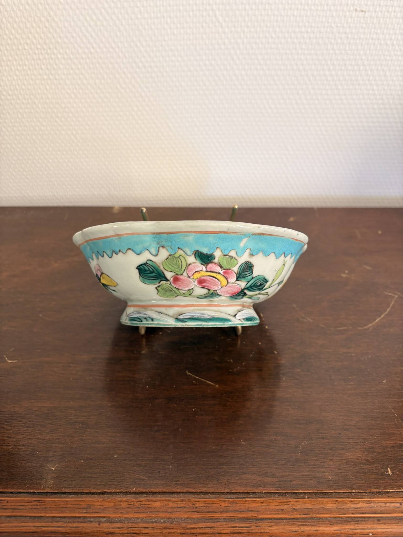 Coupe Plate Empty Pocket Family Rose Celadon Porcelain Peranakan Qing