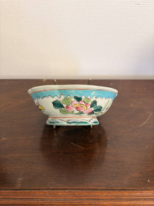 Coupe Assiette Vide Poche Famille Rose Porcelaine Céladon Peranakan Qing