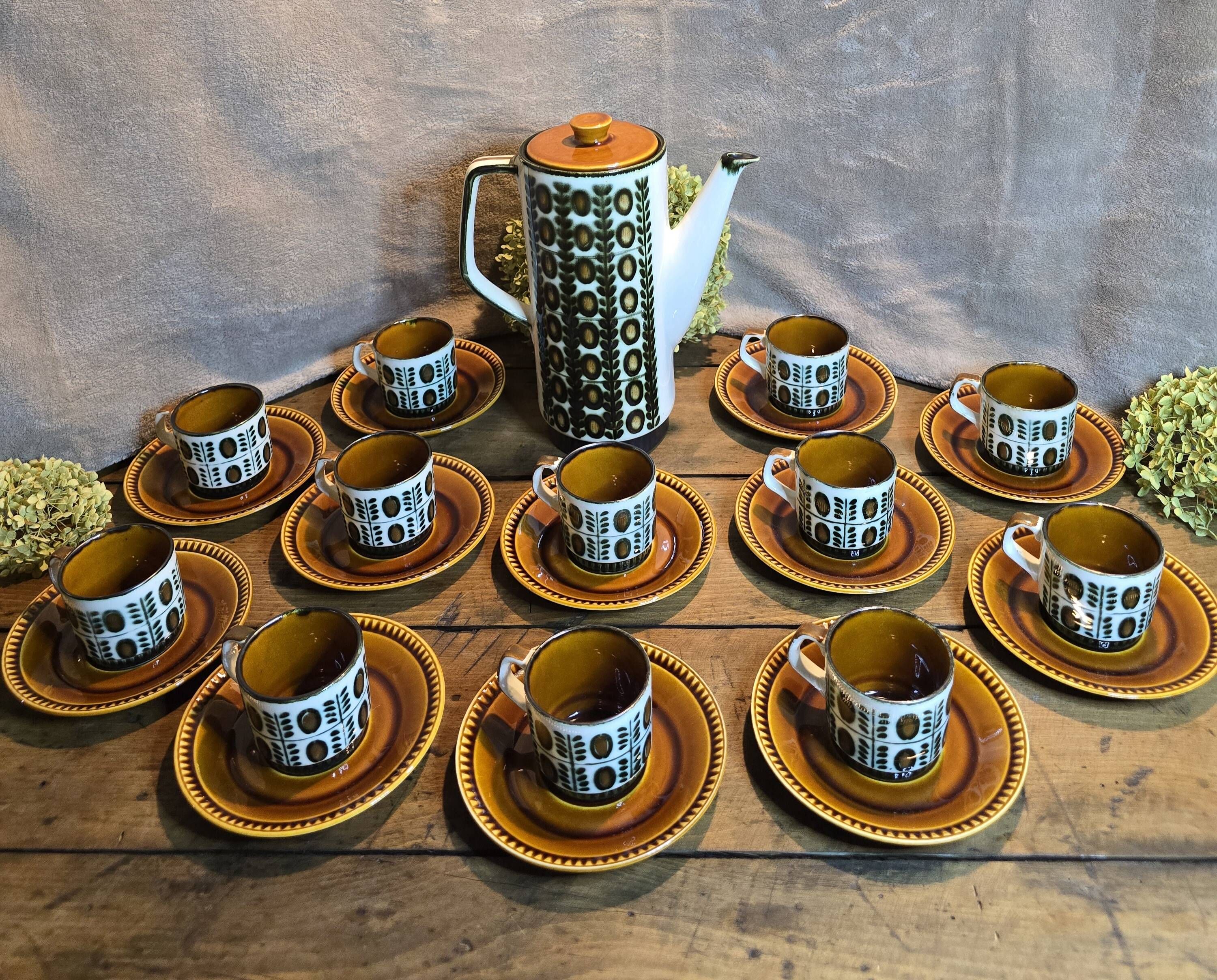 Boch la louvière – delta noix coffee service 1966 – vintage 25 pieces