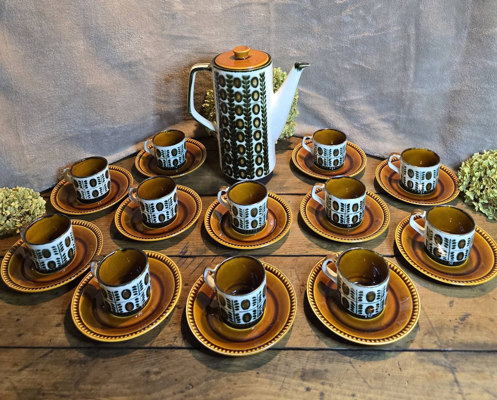 Boch la louvière – delta noix coffee service 1966 – vintage 25 pieces