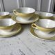 Set of 6 cups and textured yellow sub-cups digoin sarreguemines 50s