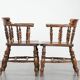 Set of 2 antique English captain's chairs/desk chairs from the 19th century