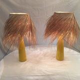 Yellow ceramic lamps pair
