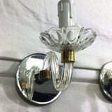Pair of glass and mirror sconces