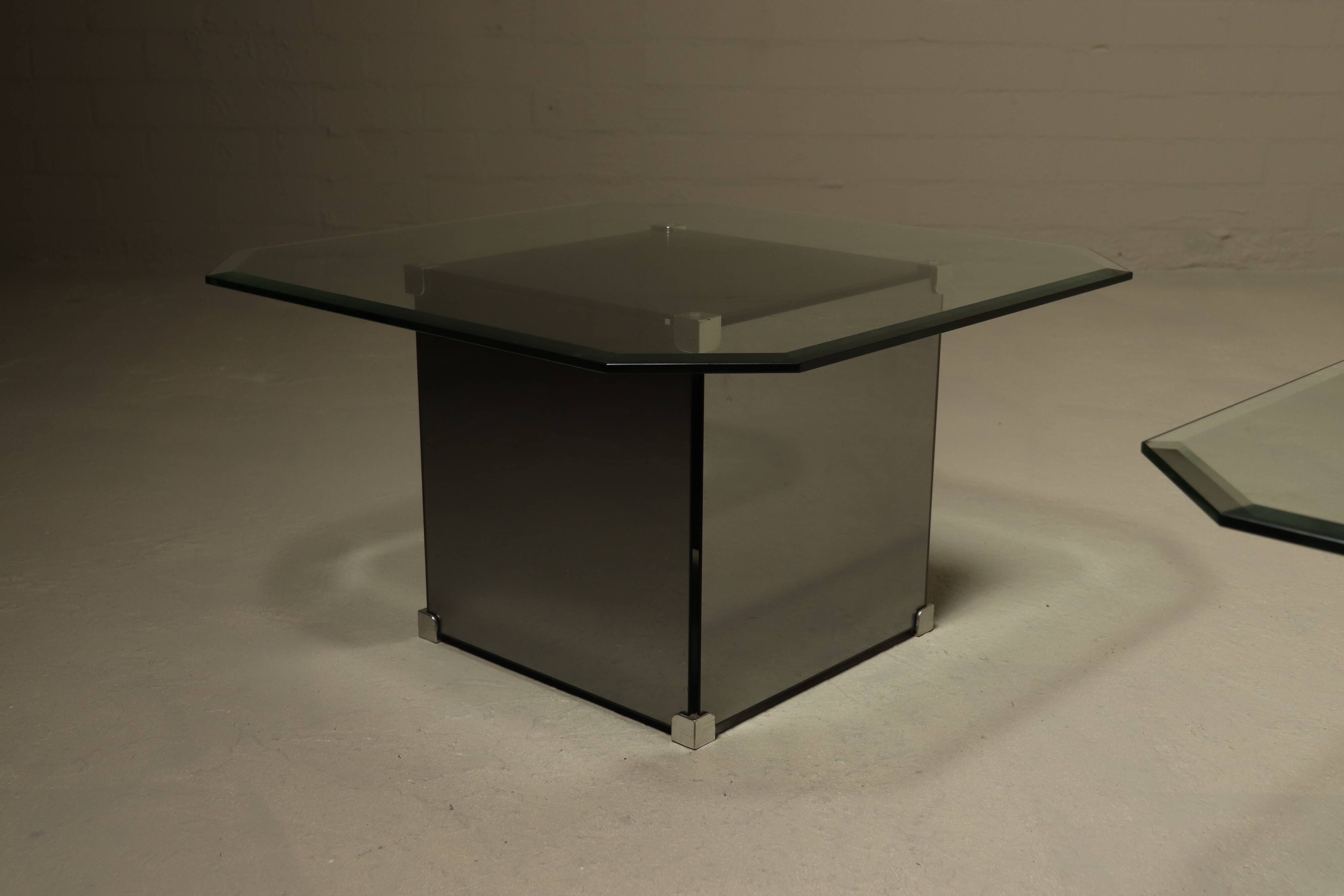 Pair of Mirrored Glass Coffee Tables 1980s