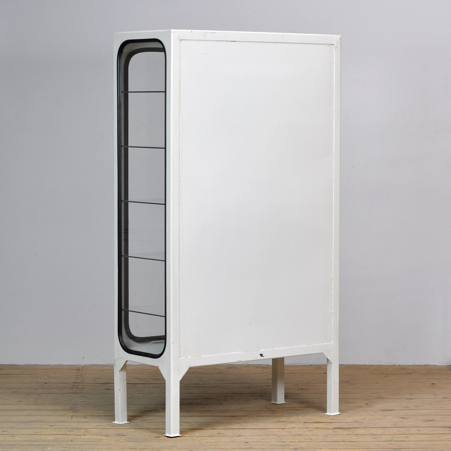 Vintage Glass & Iron Medical Cabinet, 1970s