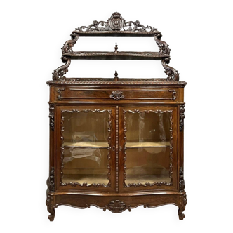 Curved Napoleon III period library display case in mahogany circa 1850