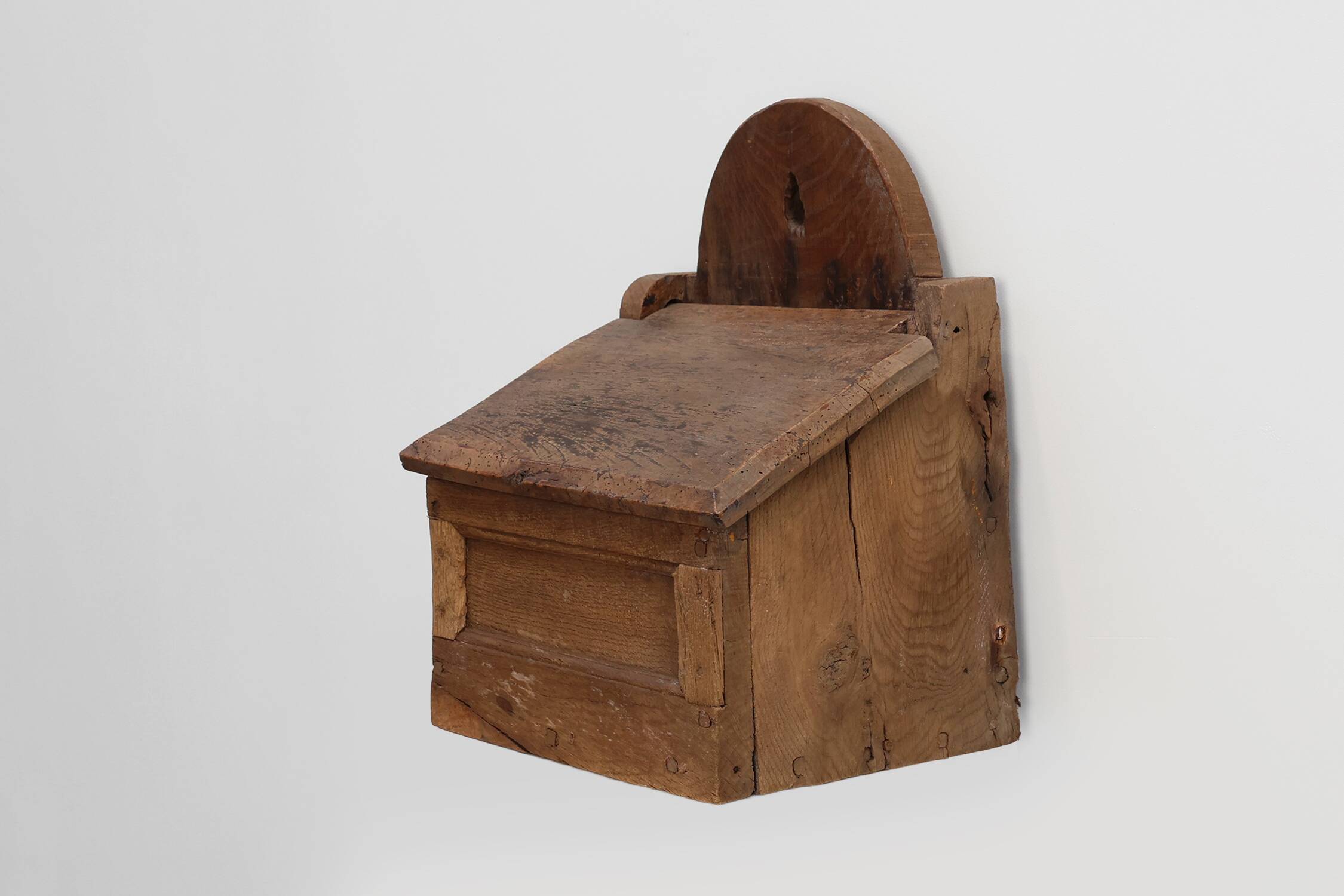 Antique French Oak Wall Salt Box, ca. 1850
