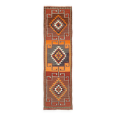 Turkish Handwoven Vintage Herki Kilim 90 cm x 318 cm