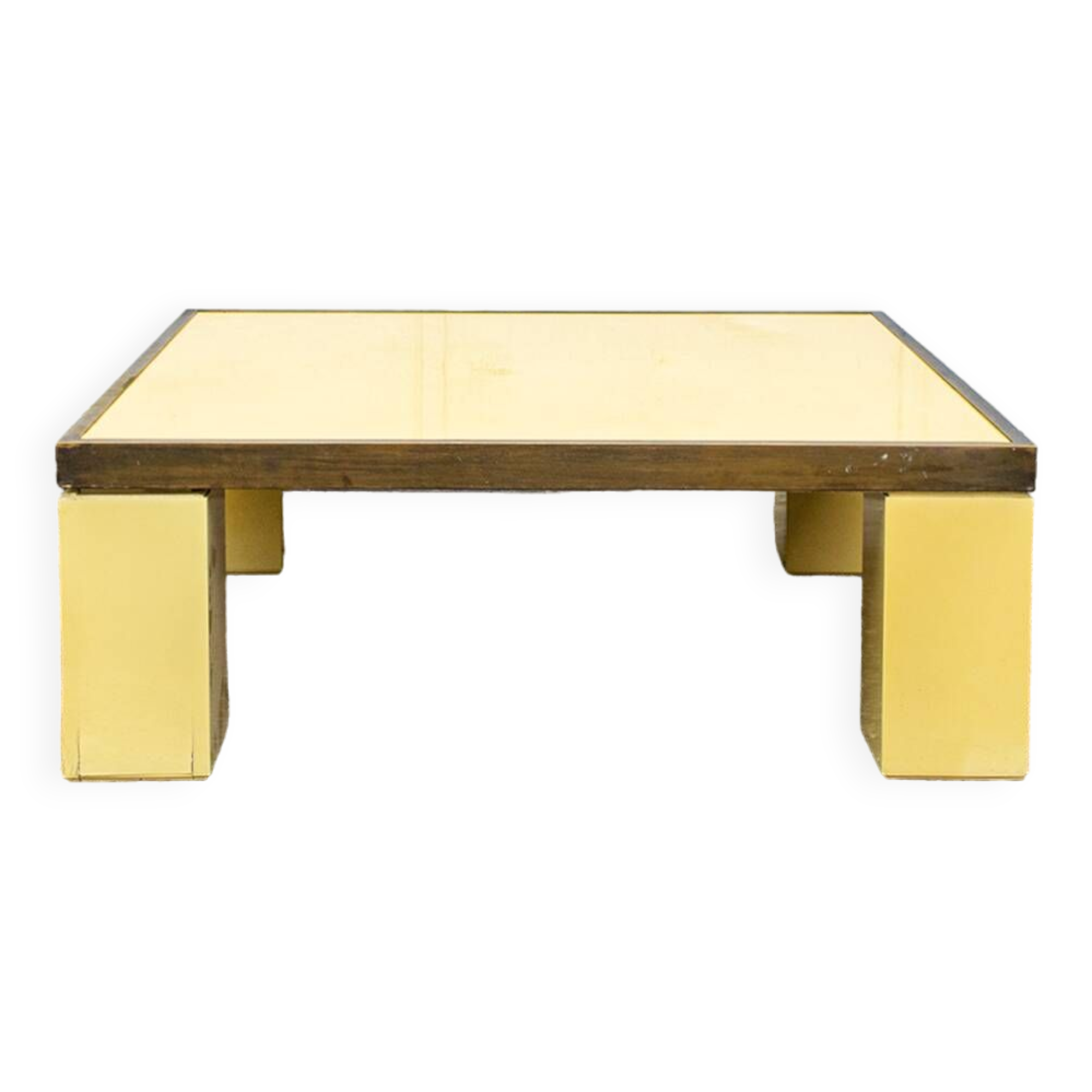 Tavolino Antonio Pavia in legno laccato e ottone, 1970s