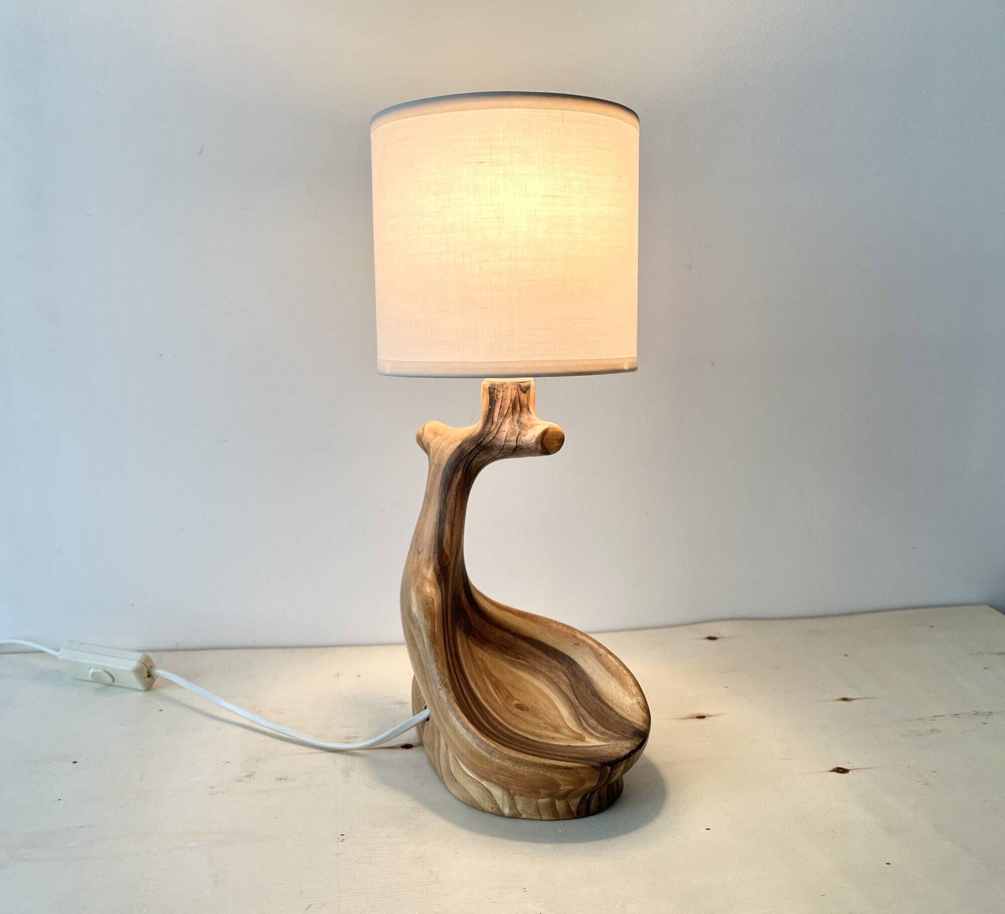 Vallauris lamp by Grandjean Jourdan 1950, vintage faux bois ceramic