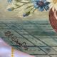 Tableau ancien bouquet de fleurs anémones encadré et signé Ch. Girardin