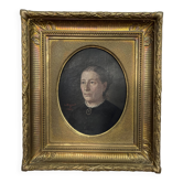 Portrait, oil on canvas of an old woman, by Louis Joseph Digout, 19th