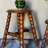 Vintage turned solid wooden stool