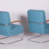 Set of Two Restored Blue Armchairs by Mucke-Melder, Czechia, 1930s