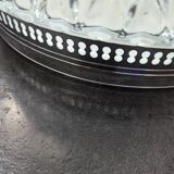 Old silver ceiling light with diamond glass 1960 Haussmannian 30 cm