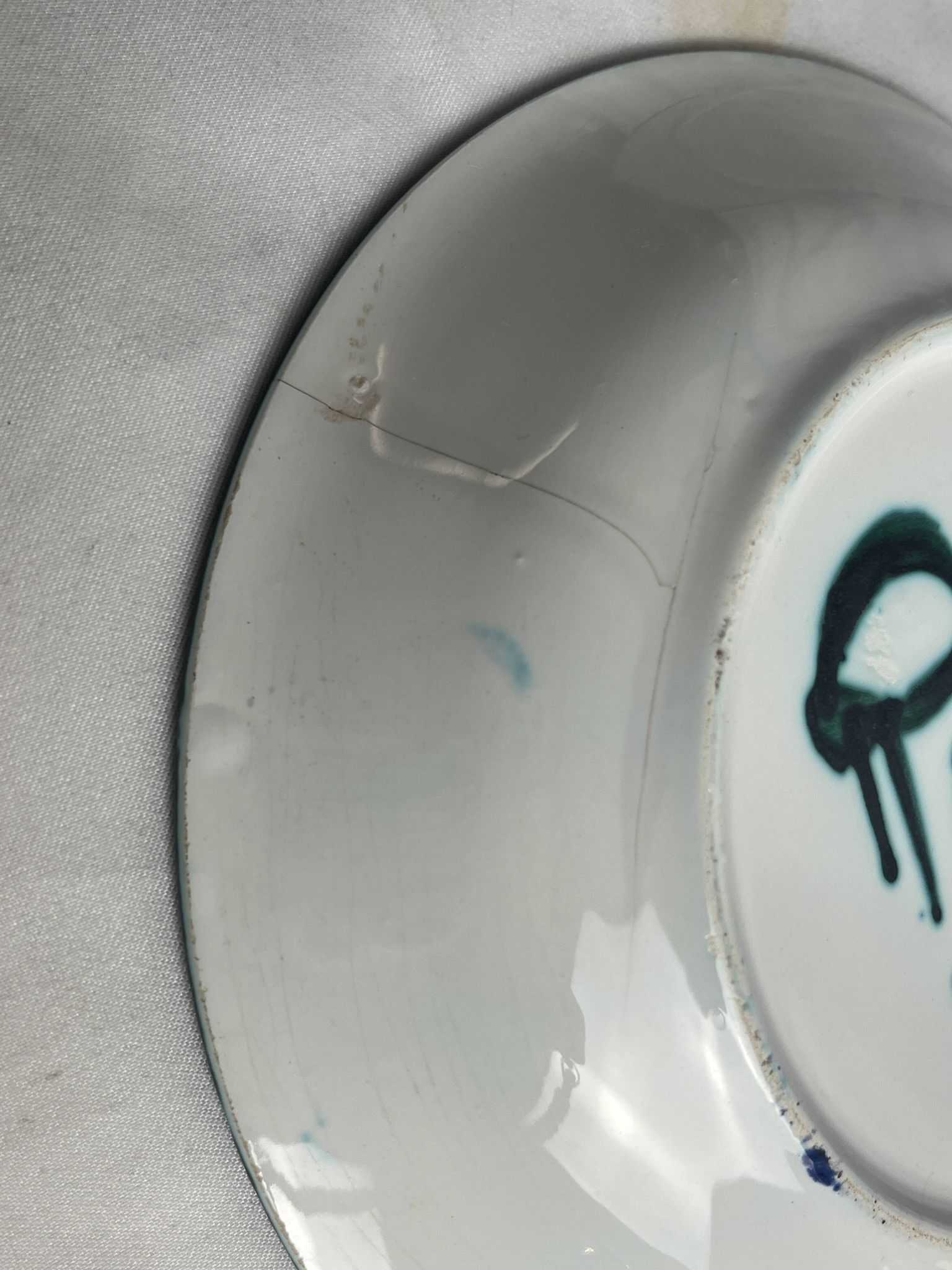Picault, polychrome earthenware plate with geometric decoration from the 20th century.