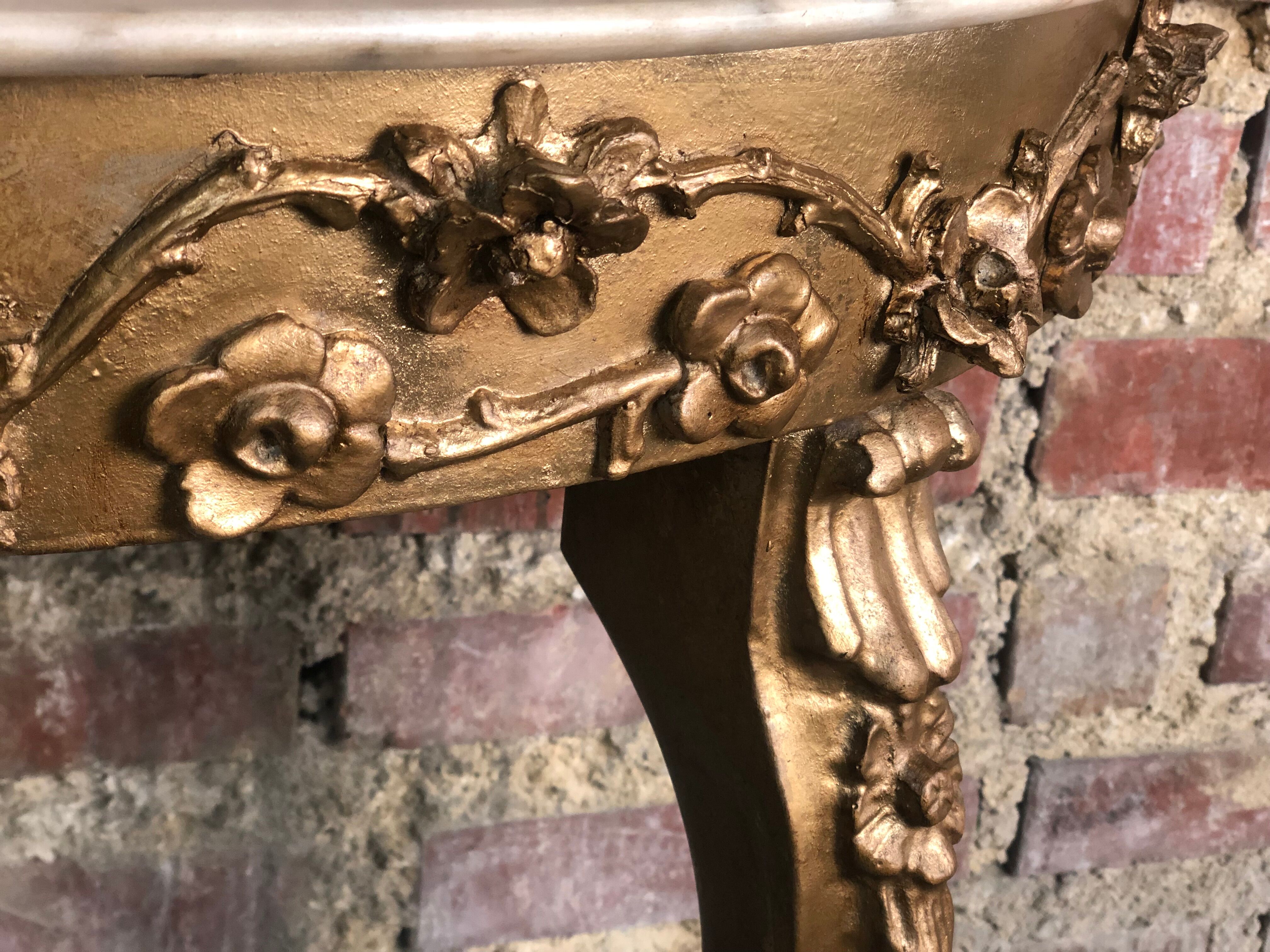Louis XV style console in carved wood with marble top