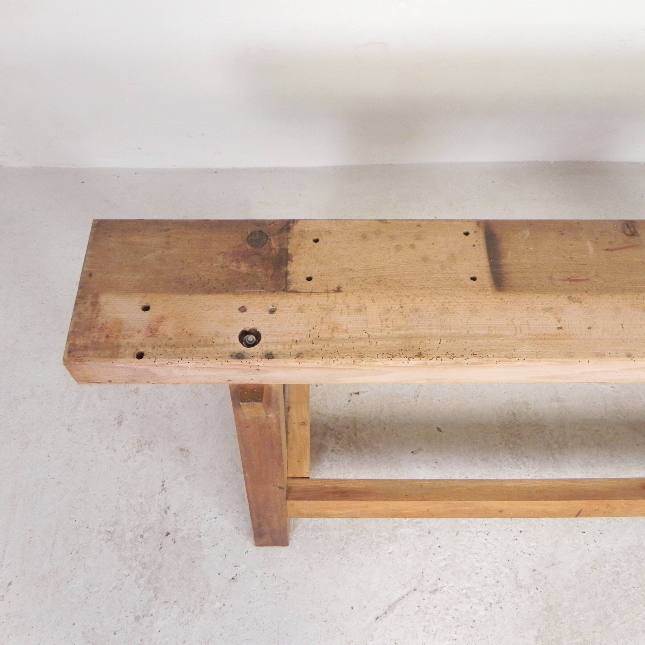 Oak workbench 2 meters long, 1950s