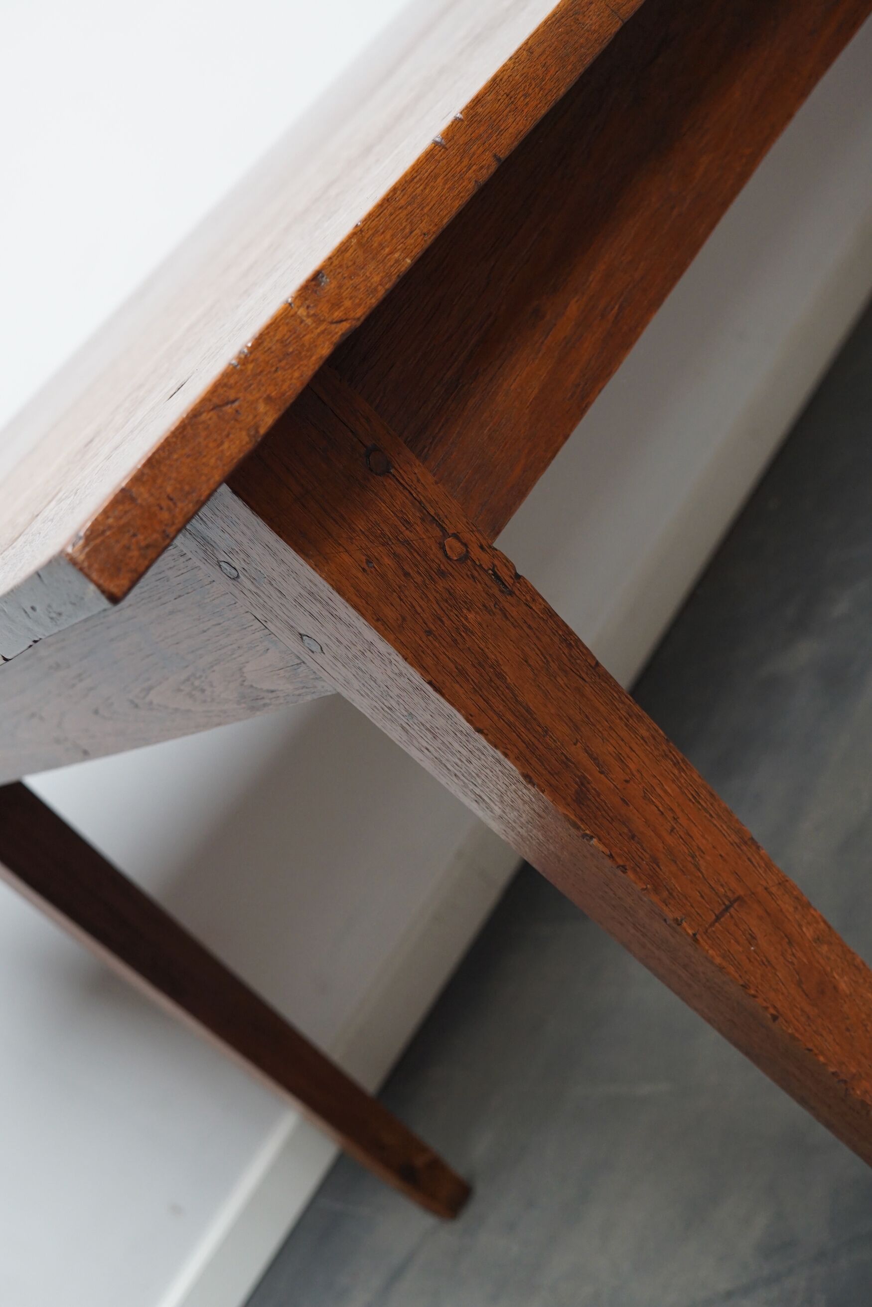 Large Antique 19th Century English Rustic Farmhouse Teak Dining Table