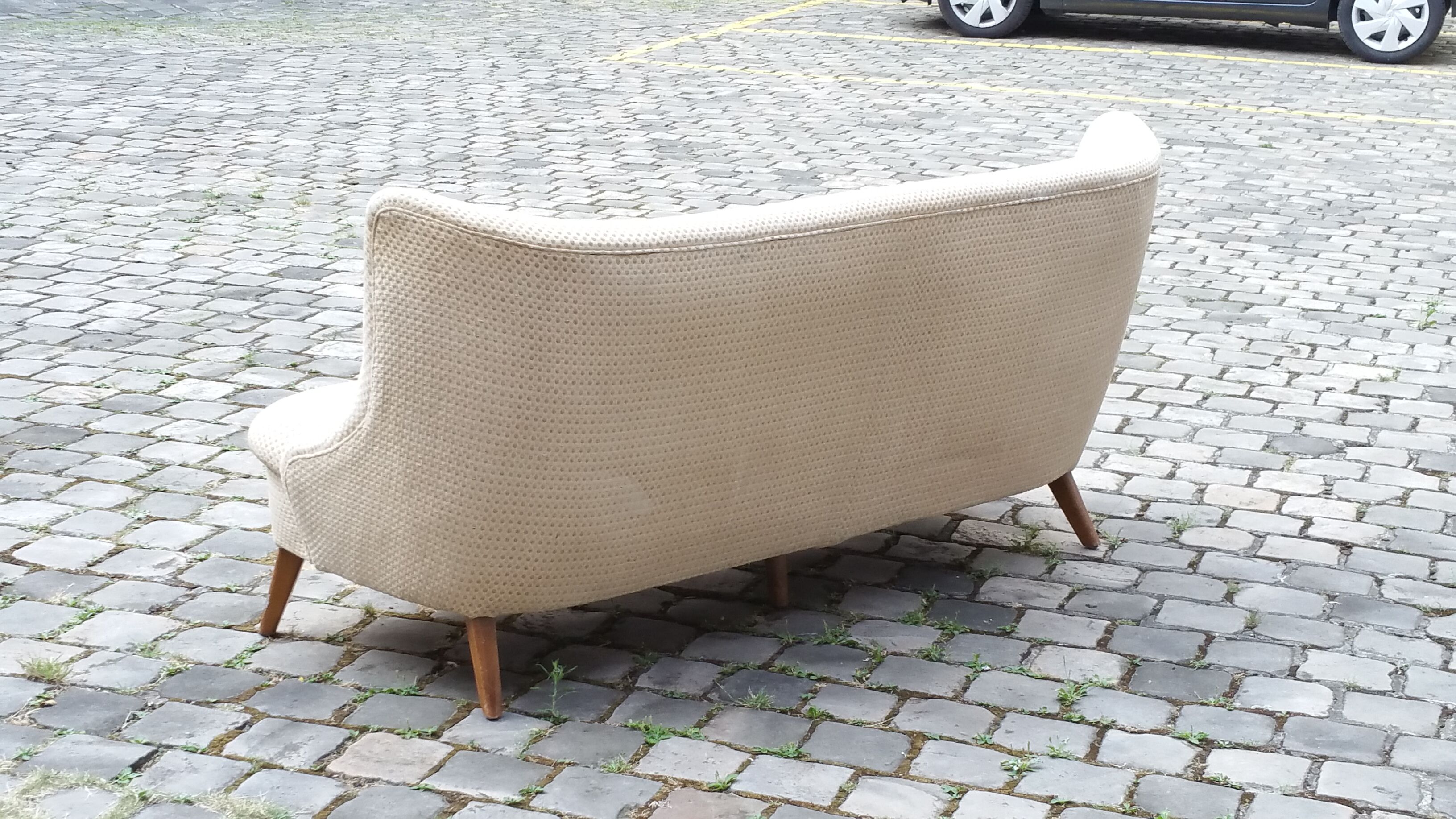 Canapé sofa et 2 fauteuils chauffeuses Wing chair années 50 vintage