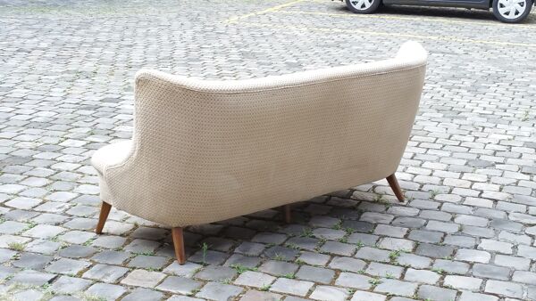 Canapé sofa et 2 fauteuils chauffeuses Wing chair années 50 vintage
