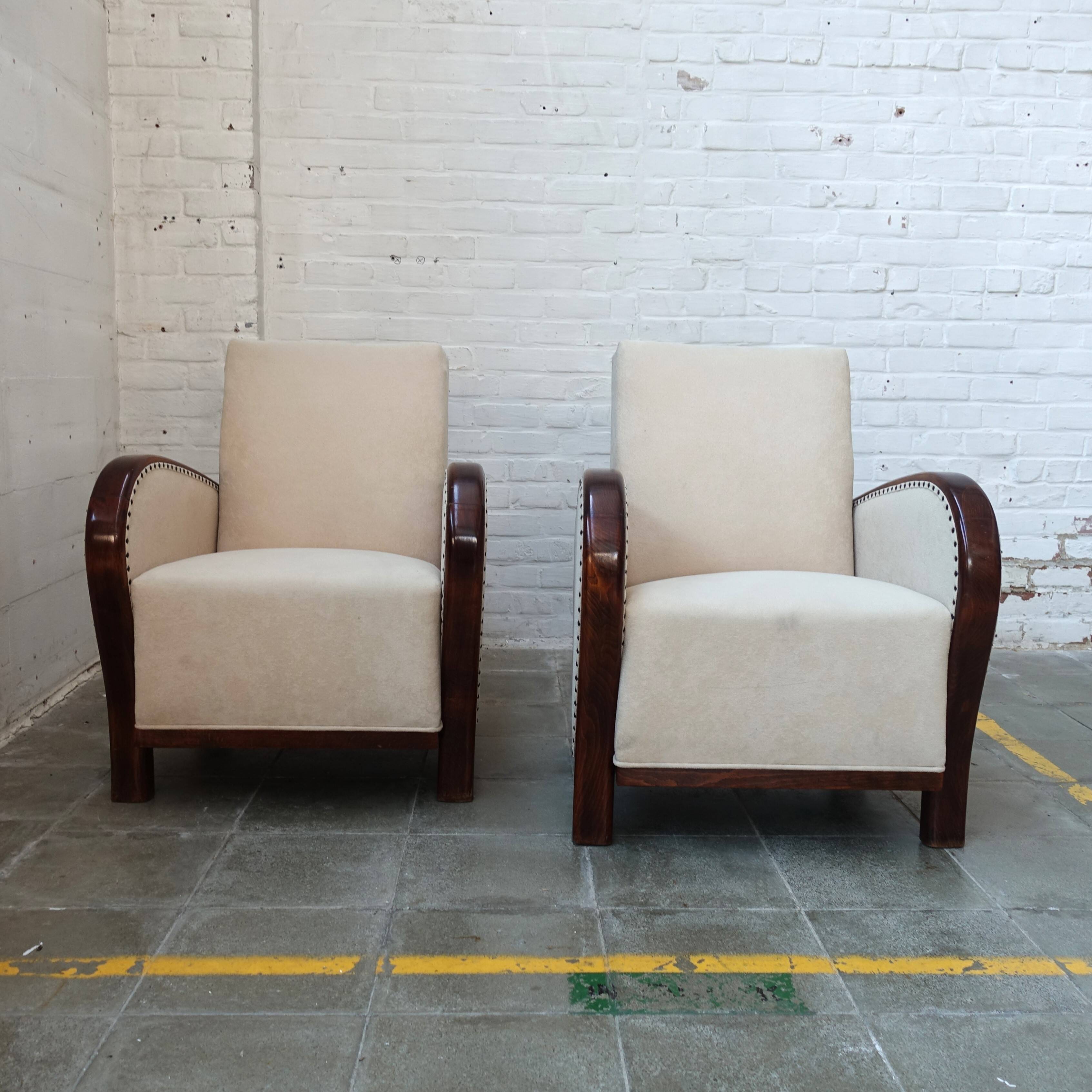 Set of 2 Hungarian Art Deco armchairs