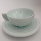 6 cups and 6 opaline Art Deco saucers