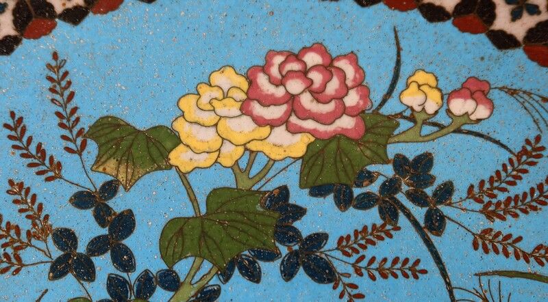 Pair of Round Bronze Dishes and Cloisonné Enamels, Meiji era, Japan – Late nineteenth